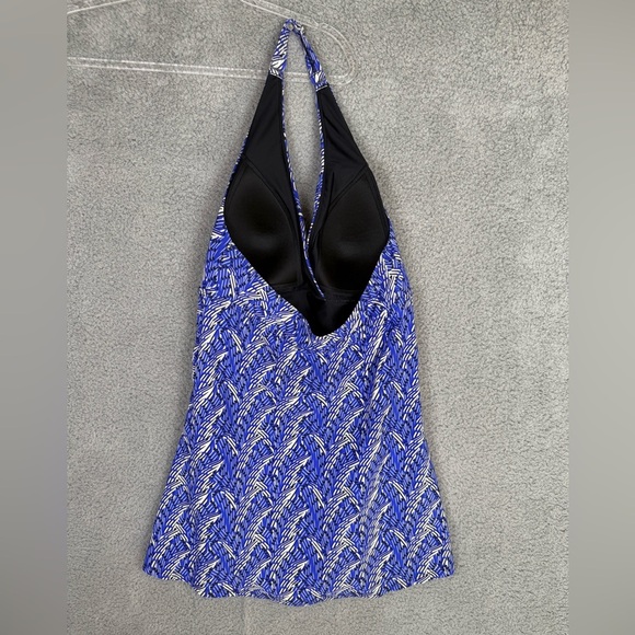 LL bean women’s one piece swim dress blue pattern 12 long - Picture 2 of 6